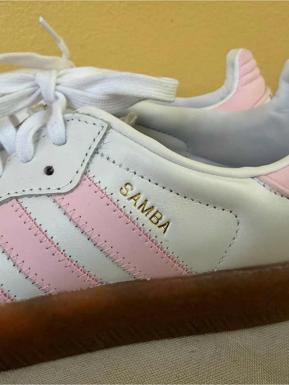 Adidas Originals Samba OG Off White Pink Leather Sneakers Size 7 Like New! - Picture 6 of 9